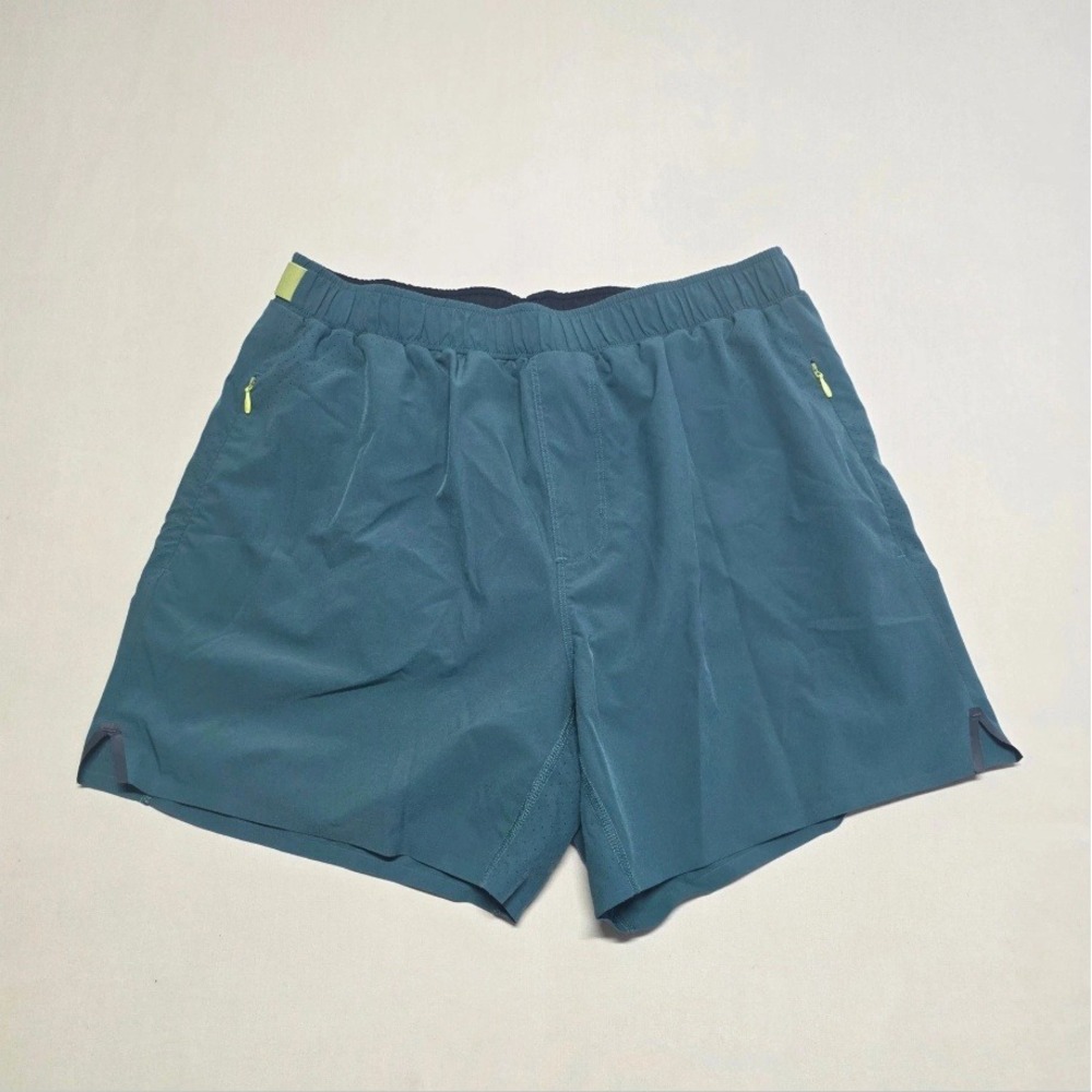 Rhone x Barry's Men Medium Teal Performance Running Athletic Shorts Drawstring
